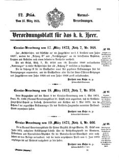 Verordnungsblatt für das Kaiserlich-Königliche Heer 18730327 Seite: 1