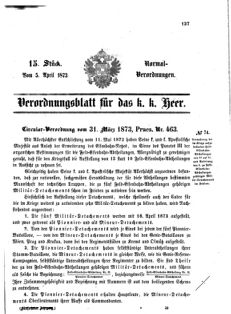 Verordnungsblatt für das Kaiserlich-Königliche Heer 18730405 Seite: 1