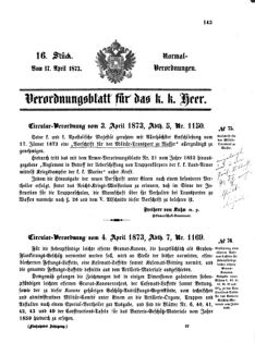 Verordnungsblatt für das Kaiserlich-Königliche Heer 18730417 Seite: 1