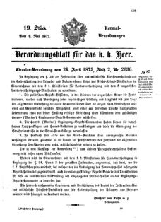 Verordnungsblatt für das Kaiserlich-Königliche Heer 18730509 Seite: 1