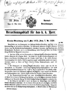 Verordnungsblatt für das Kaiserlich-Königliche Heer 18730527 Seite: 1