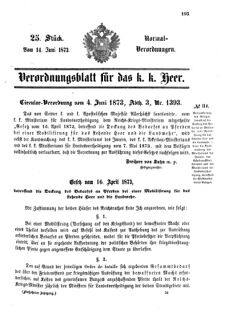 Verordnungsblatt für das Kaiserlich-Königliche Heer 18730614 Seite: 1