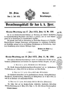 Verordnungsblatt für das Kaiserlich-Königliche Heer 18730702 Seite: 1