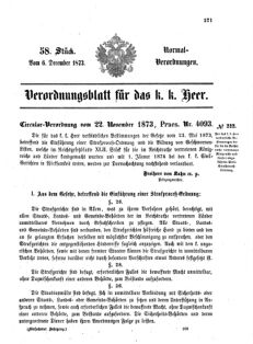 Verordnungsblatt für das Kaiserlich-Königliche Heer 18731206 Seite: 1