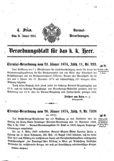 Verordnungsblatt für das Kaiserlich-Königliche Heer 18740131 Seite: 1