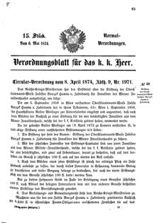 Verordnungsblatt für das Kaiserlich-Königliche Heer 18740506 Seite: 1