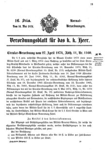 Verordnungsblatt für das Kaiserlich-Königliche Heer 18740514 Seite: 1