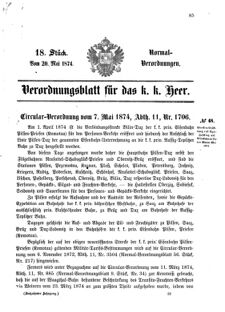 Verordnungsblatt für das Kaiserlich-Königliche Heer 18740520 Seite: 1