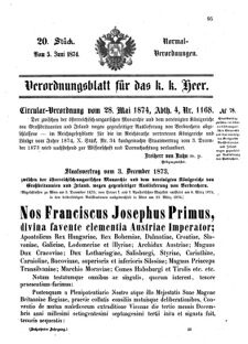 Verordnungsblatt für das Kaiserlich-Königliche Heer 18740605 Seite: 1