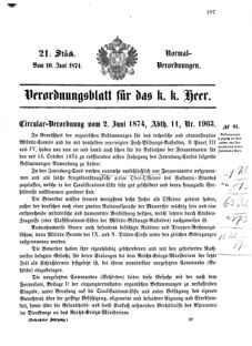 Verordnungsblatt für das Kaiserlich-Königliche Heer 18740610 Seite: 1