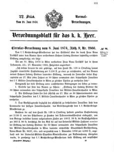 Verordnungsblatt für das Kaiserlich-Königliche Heer 18740618 Seite: 1