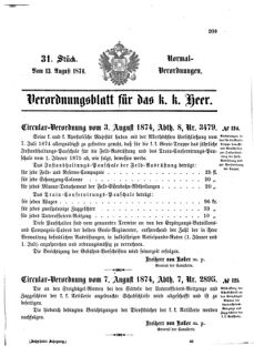 Verordnungsblatt für das Kaiserlich-Königliche Heer 18740813 Seite: 1