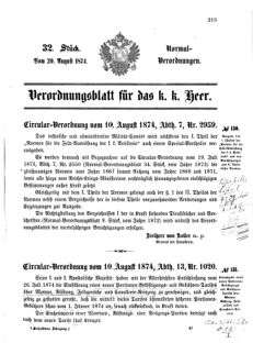 Verordnungsblatt für das Kaiserlich-Königliche Heer 18740820 Seite: 1