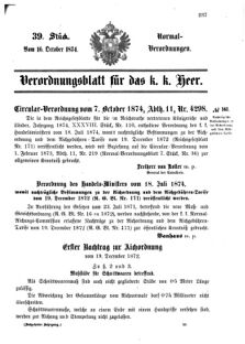 Verordnungsblatt für das Kaiserlich-Königliche Heer 18741016 Seite: 1