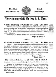 Verordnungsblatt für das Kaiserlich-Königliche Heer 18741117 Seite: 1