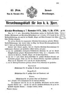 Verordnungsblatt für das Kaiserlich-Königliche Heer 18741126 Seite: 1