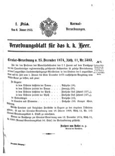 Verordnungsblatt für das Kaiserlich-Königliche Heer 18750106 Seite: 1