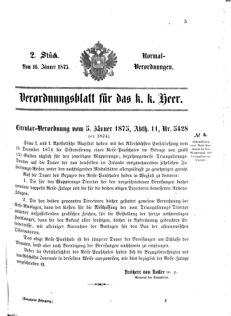 Verordnungsblatt für das Kaiserlich-Königliche Heer 18750116 Seite: 1