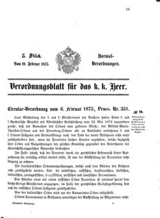 Verordnungsblatt für das Kaiserlich-Königliche Heer 18750219 Seite: 1