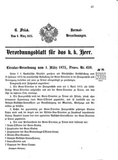 Verordnungsblatt für das Kaiserlich-Königliche Heer 18750306 Seite: 1