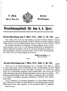 Verordnungsblatt für das Kaiserlich-Königliche Heer 18750318 Seite: 1