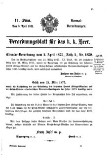 Verordnungsblatt für das Kaiserlich-Königliche Heer 18750408 Seite: 1