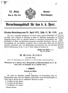 Verordnungsblatt für das Kaiserlich-Königliche Heer 18750514 Seite: 1