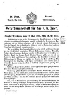 Verordnungsblatt für das Kaiserlich-Königliche Heer 18750520 Seite: 1