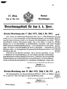 Verordnungsblatt für das Kaiserlich-Königliche Heer 18750527 Seite: 1