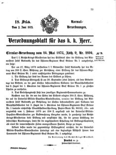 Verordnungsblatt für das Kaiserlich-Königliche Heer 18750602 Seite: 1