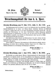 Verordnungsblatt für das Kaiserlich-Königliche Heer 18750611 Seite: 1