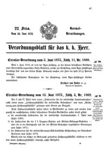 Verordnungsblatt für das Kaiserlich-Königliche Heer 18750624 Seite: 1