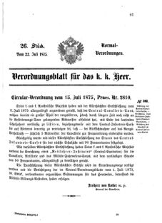 Verordnungsblatt für das Kaiserlich-Königliche Heer 18750722 Seite: 1