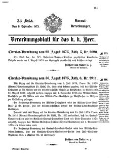 Verordnungsblatt für das Kaiserlich-Königliche Heer 18750909 Seite: 1