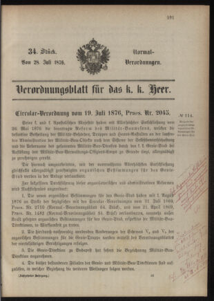 Verordnungsblatt für das Kaiserlich-Königliche Heer 18760728 Seite: 1