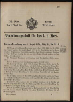 Verordnungsblatt für das Kaiserlich-Königliche Heer 18760818 Seite: 1