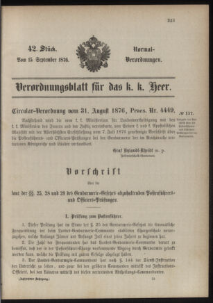 Verordnungsblatt für das Kaiserlich-Königliche Heer 18760915 Seite: 1