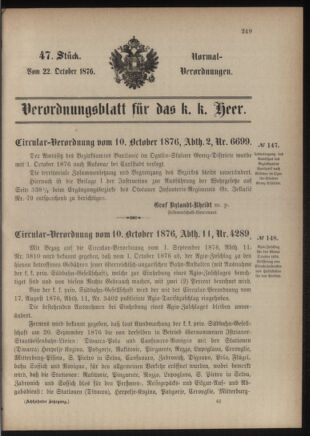 Verordnungsblatt für das Kaiserlich-Königliche Heer 18761022 Seite: 1