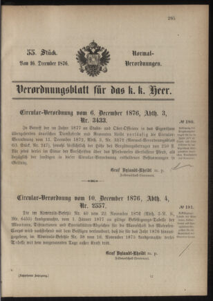 Verordnungsblatt für das Kaiserlich-Königliche Heer 18761216 Seite: 1