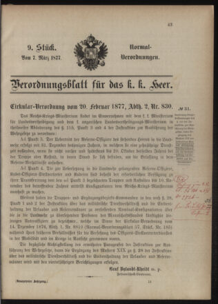 Verordnungsblatt für das Kaiserlich-Königliche Heer