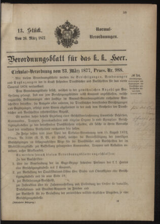 Verordnungsblatt für das Kaiserlich-Königliche Heer 18770326 Seite: 1