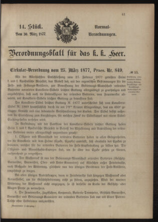 Verordnungsblatt für das Kaiserlich-Königliche Heer 18770330 Seite: 1