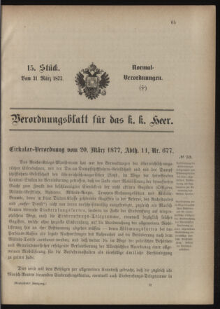 Verordnungsblatt für das Kaiserlich-Königliche Heer 18770331 Seite: 1