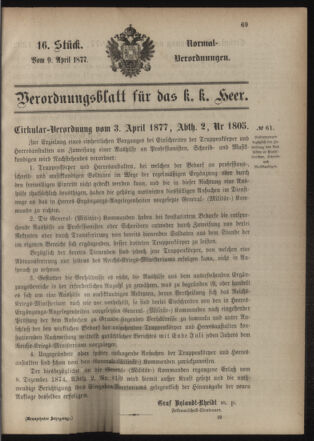 Verordnungsblatt für das Kaiserlich-Königliche Heer