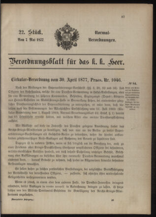 Verordnungsblatt für das Kaiserlich-Königliche Heer 18770507 Seite: 5