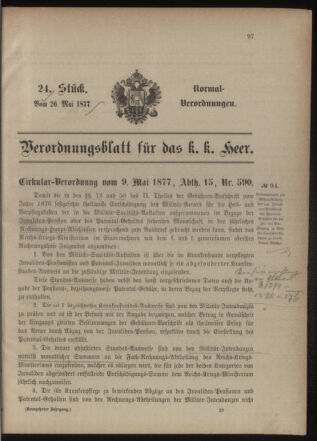 Verordnungsblatt für das Kaiserlich-Königliche Heer 18770526 Seite: 1