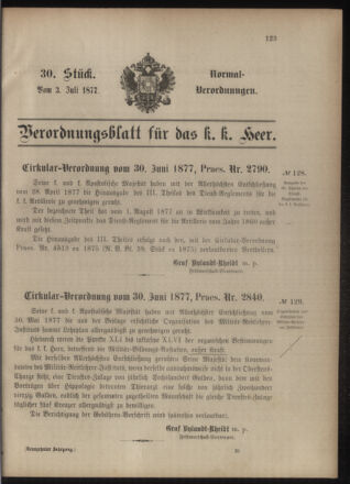 Verordnungsblatt für das Kaiserlich-Königliche Heer 18770703 Seite: 1