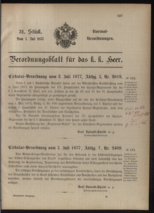 Verordnungsblatt für das Kaiserlich-Königliche Heer 18770707 Seite: 1