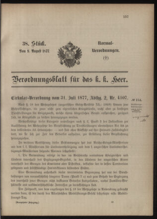 Verordnungsblatt für das Kaiserlich-Königliche Heer 18770809 Seite: 1