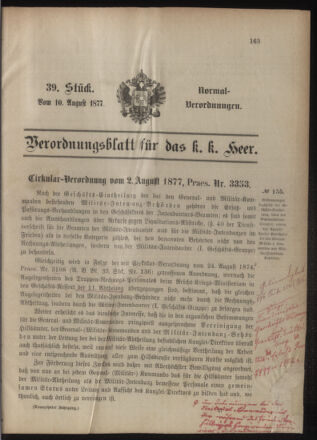 Verordnungsblatt für das Kaiserlich-Königliche Heer 18770810 Seite: 1